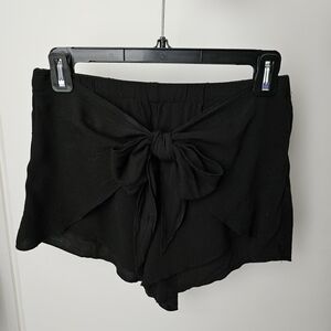 Kendall & Kylie Black Bow Ruffled Hem Soft Women's Shorts